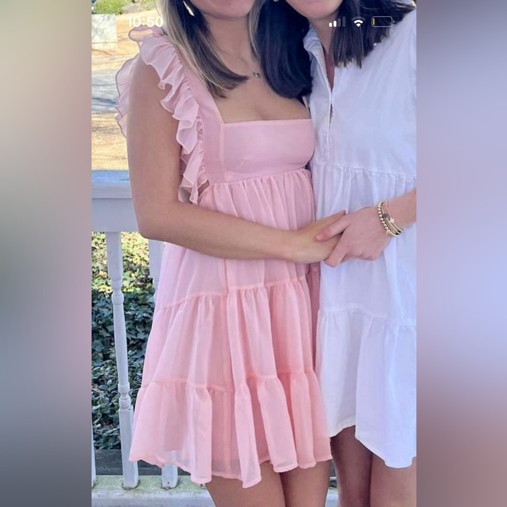 Blush pink ruffle Lucy in the Sky dress XS